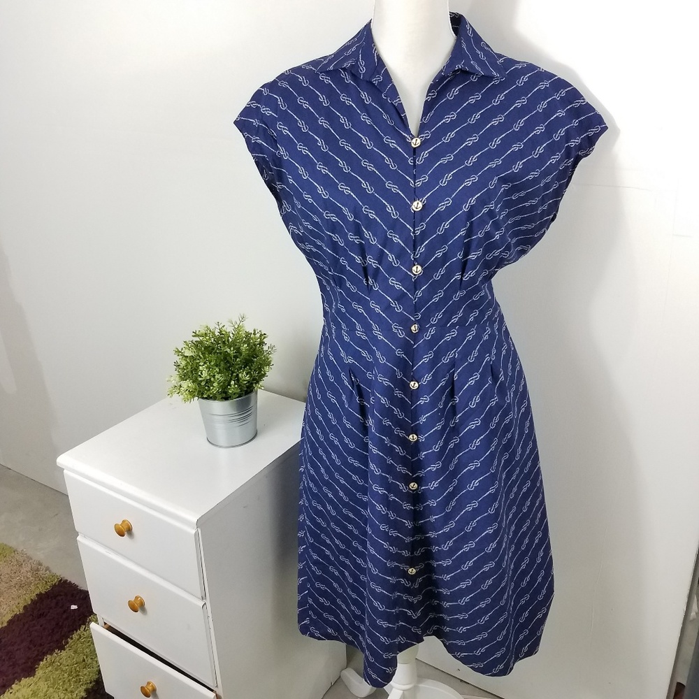 Brooks Brothers Blue Nautical Shirt Dress Size 8